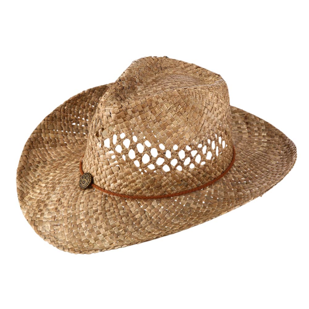 Boho Western Charm Accent Band Breathable Woven Cowboy Fedora Sun Hat