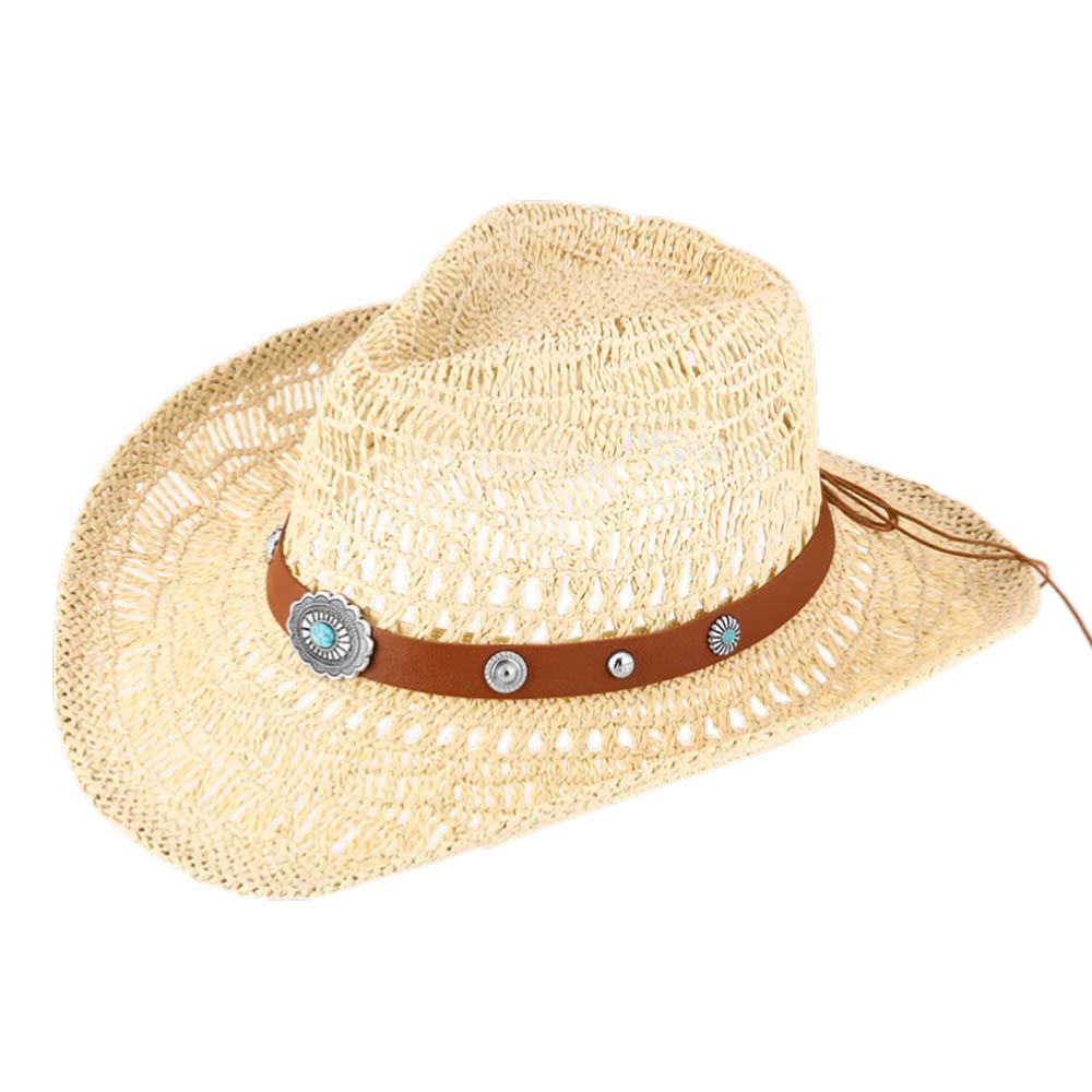 Boho Decorative Band Accent Breathable Woven WEstern Cowboy Summer Fedora Sun Hat