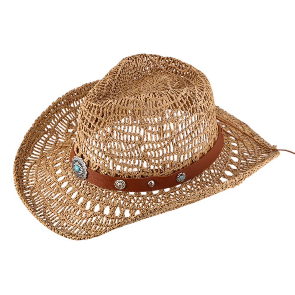 Boho Decorative Band Accent Breathable Woven WEstern Cowboy Summer Fedora Sun Hat