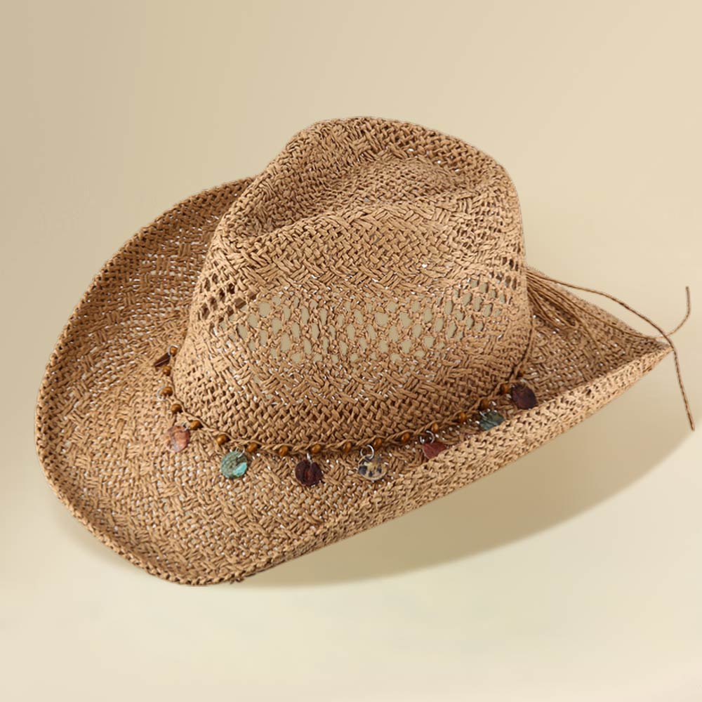 Boho Decorative Charm Station Band Accent Western Woven Cowboy Summer Fedora Hat