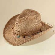 Boho Decorative Charm Station Band Accent Western Woven Cowboy Summer Fedora Hat