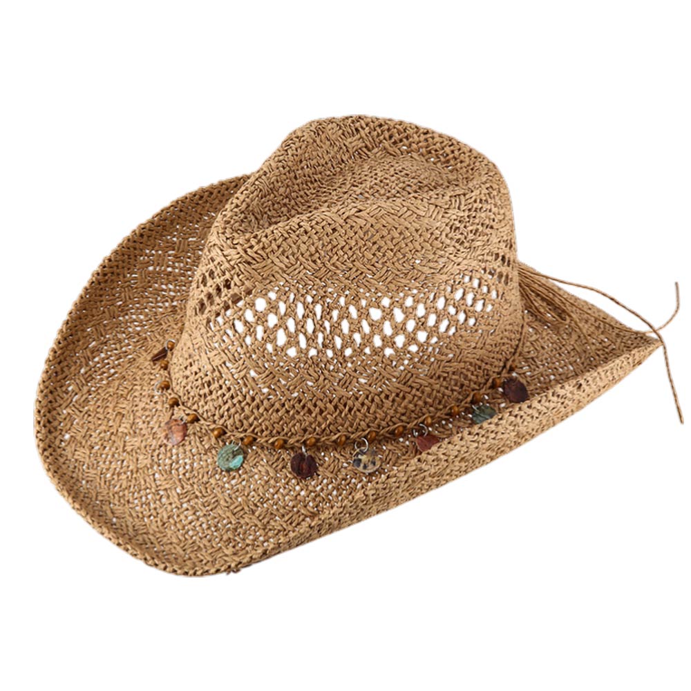 Boho Decorative Charm Station Band Accent Western Woven Cowboy Summer Fedora Hat