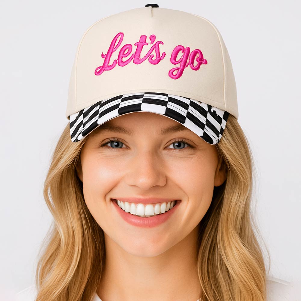 Checkered LETS GO Embroidered Baseball Cap