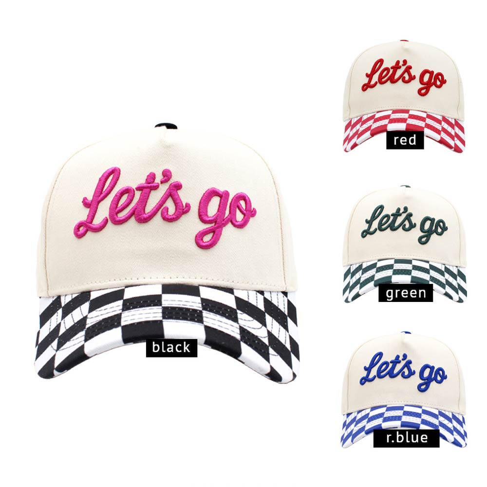 Checkered LETS GO Embroidered Baseball Cap
