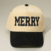 MERRY Message Embroidered Corduroy Baseball Cap