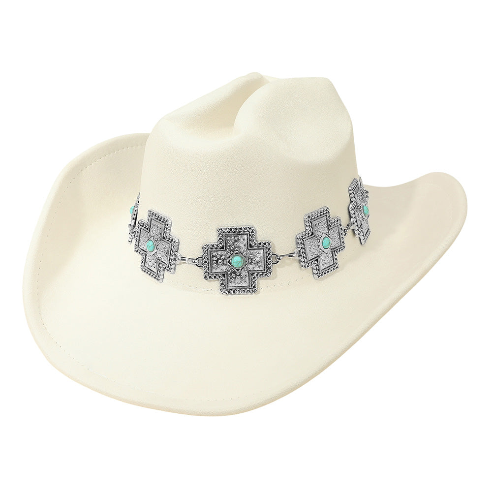 Western Cross Concho Band Cowboy Fedora Hat