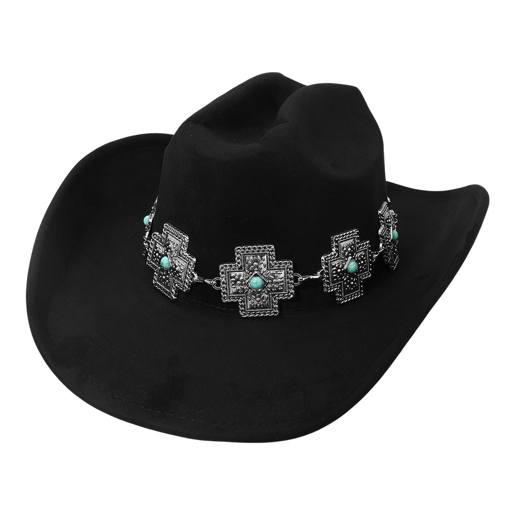 Western Cross Concho Band Cowboy Fedora Hat
