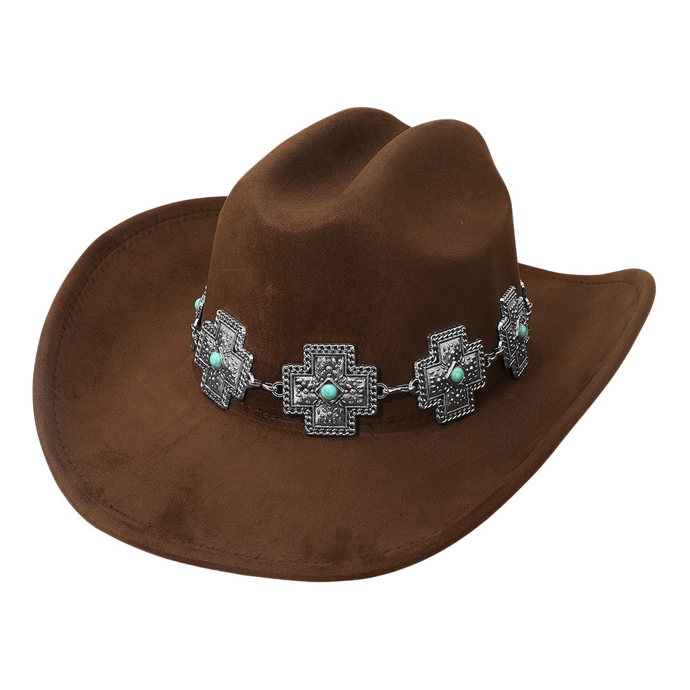 Western Cross Concho Band Cowboy Fedora Hat