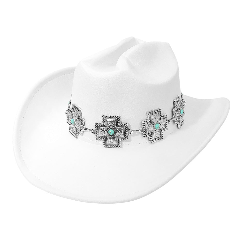 Western Cross Concho Band Cowboy Fedora Hat
