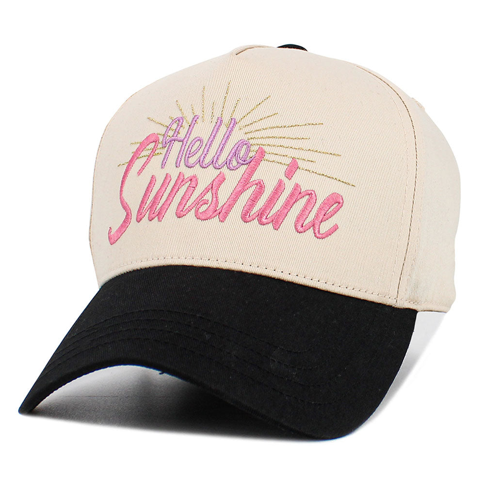 HELLO SUNSHINE Message Embroidered Corduroy Baseball Cap