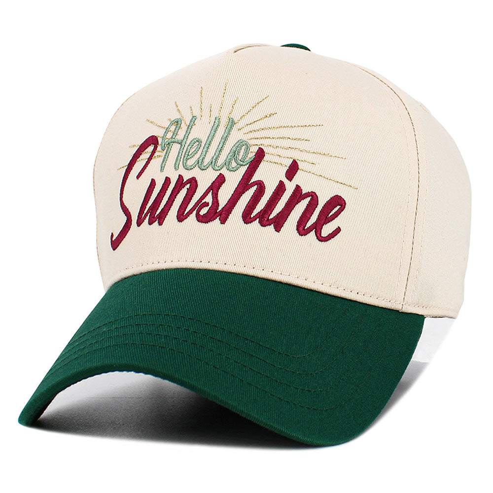 HELLO SUNSHINE Message Embroidered Corduroy Baseball Cap