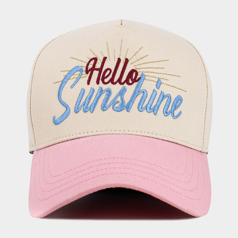 HELLO SUNSHINE Message Embroidered Corduroy Baseball Cap