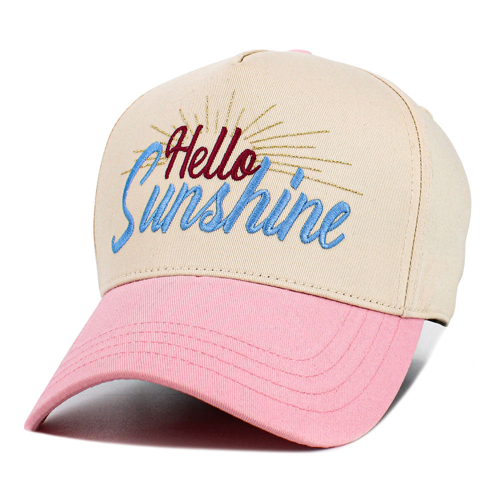 HELLO SUNSHINE Message Embroidered Corduroy Baseball Cap