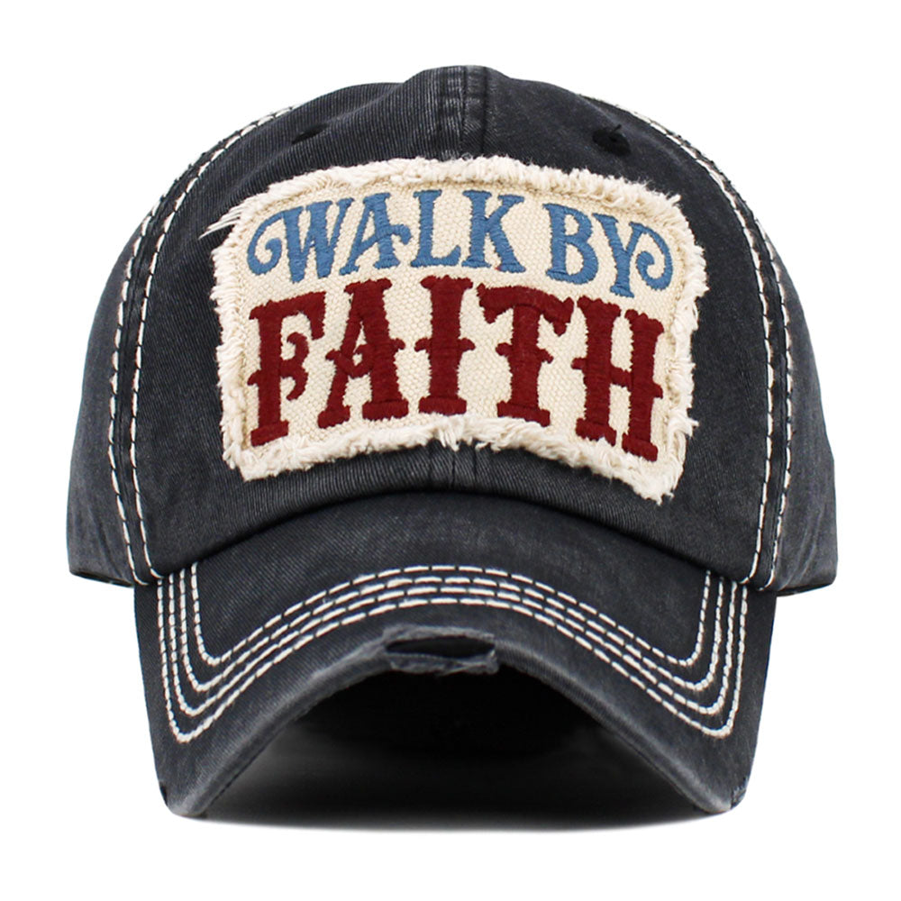 WALK BY FAITH Message Patch Vintage Baseball Cap