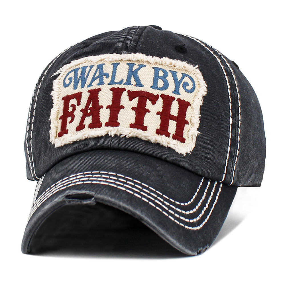 WALK BY FAITH Message Patch Vintage Baseball Cap