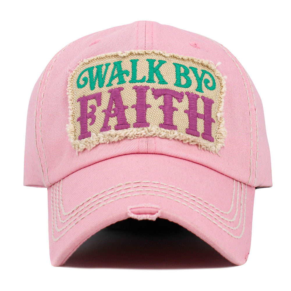 WALK BY FAITH Message Patch Vintage Baseball Cap