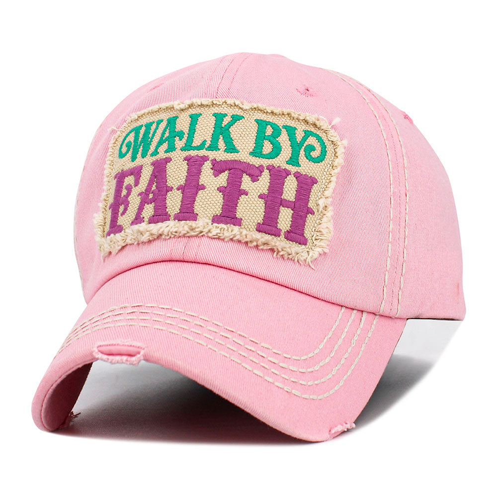WALK BY FAITH Message Patch Vintage Baseball Cap