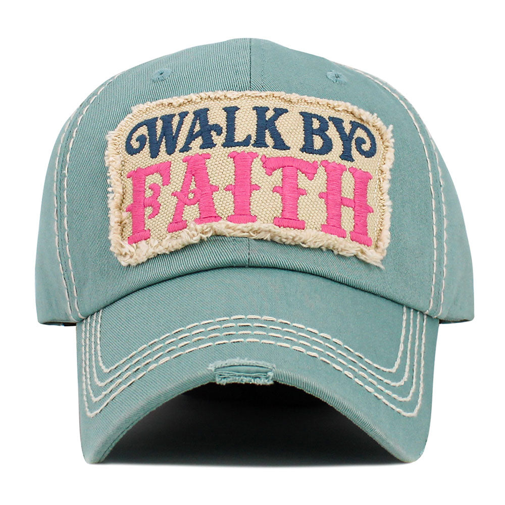 WALK BY FAITH Message Patch Vintage Baseball Cap