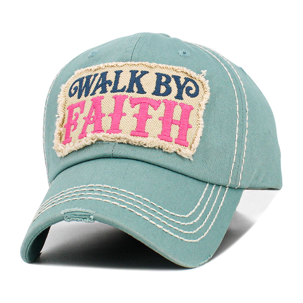 WALK BY FAITH Message Patch Vintage Baseball Cap