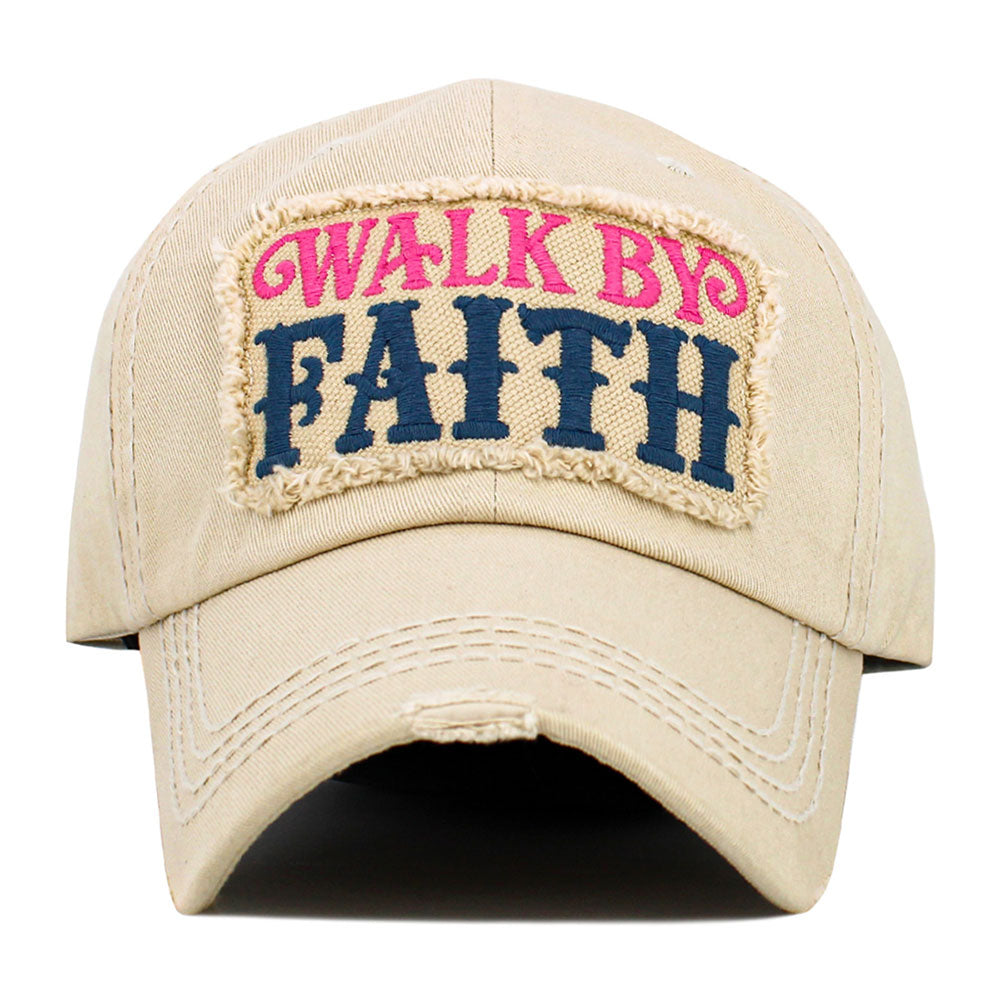 WALK BY FAITH Message Patch Vintage Baseball Cap
