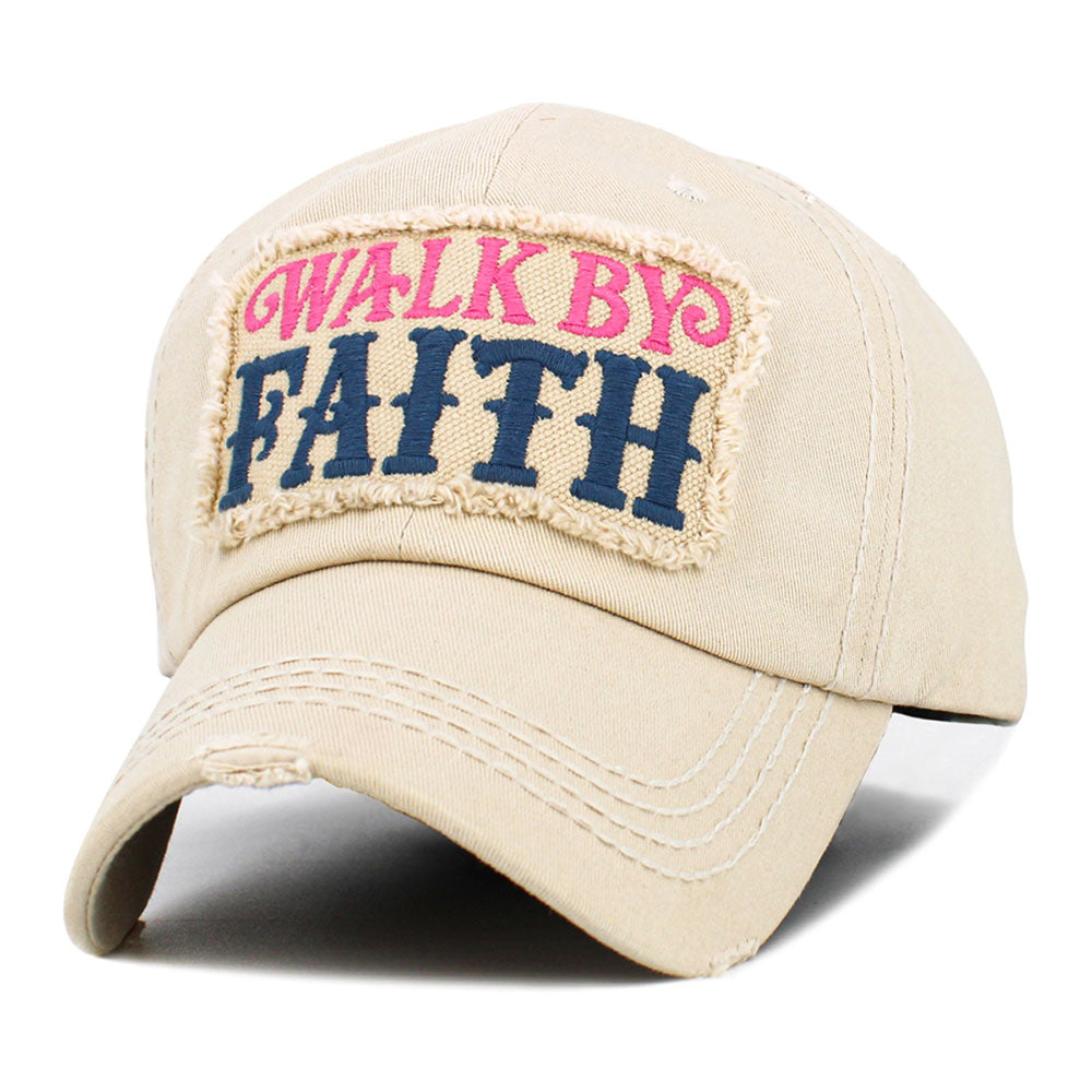WALK BY FAITH Message Patch Vintage Baseball Cap
