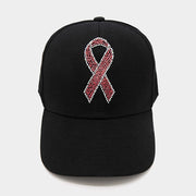 Pink Ribbon Bling Studded Pointed Baseball Cap
