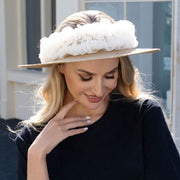 Women's Floral Trim Open Top Wide Brim Straw Sun Hat