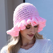 Women's Pearl Embellished Chunky Crochet Bucket Hat