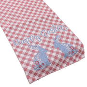 HAPPY EASTER Message Bunny Checkered Table Runner
