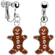 Stainless Steel Gingerbread Man Clip Earrings
