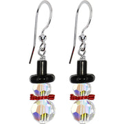 Handcrafted Snowman Earrings Created with Crystals