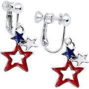 Patriotic Star Clip on Earrings