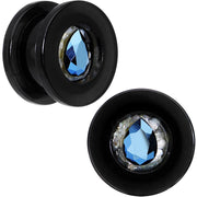 Slate Blue Gem Acrylic Plug Set Created with Crystals 14mm to 20mm