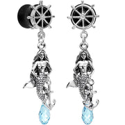 Aqua Nautical Mermaid Plug Set Created with Crystal 00G to 1 Inch