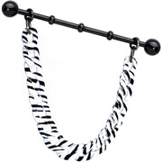 Handcrafted Anodized Titanium Zebra Stripe Industrial Barbell 38mm