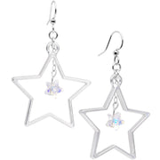 Handcrafted Big Star Dangle Earrings Created with Crystals
