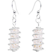 Handmade White Wrap Fishhook Earrings Created with Crystals