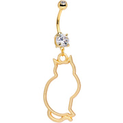 Handcrafted Gold Tone Anodized Kitty Cat Silhouette Dangle Belly Ring