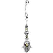 Handmade Spirit of Hamsa Belly Ring Created with Crystals