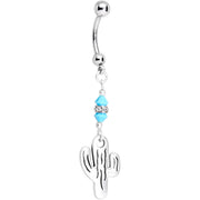 Handmade Cactus Reversible Belly Ring Created with Crystals