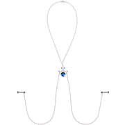 Blue Dangle Necklace Nipple Chain Created with Crystals