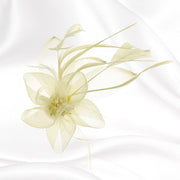 Feather Mesh Flower Hair Pinch Clip Brooch