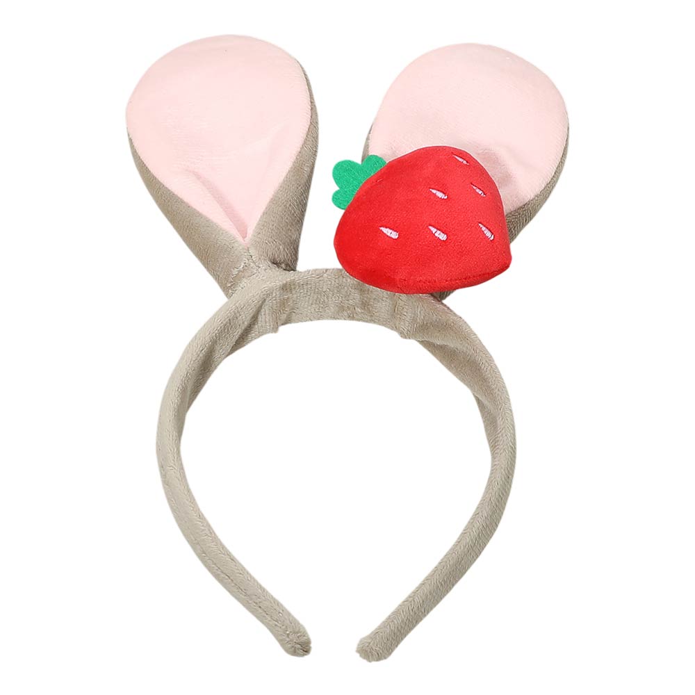 Plush Strawberry Accent Easter Bunny Ear Headband