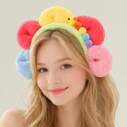 Plush Floral Caterpillar Pom Headband