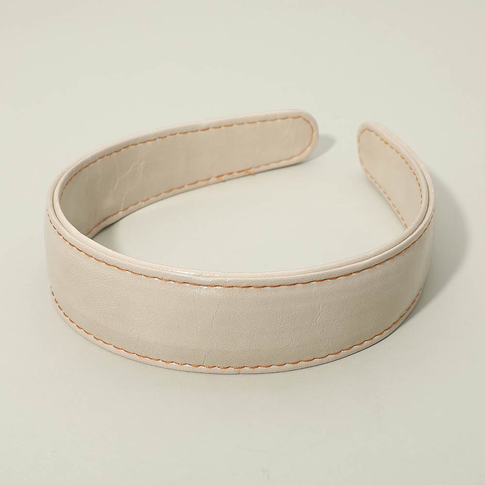 Classic Stitched Faux Leather Wide Headband