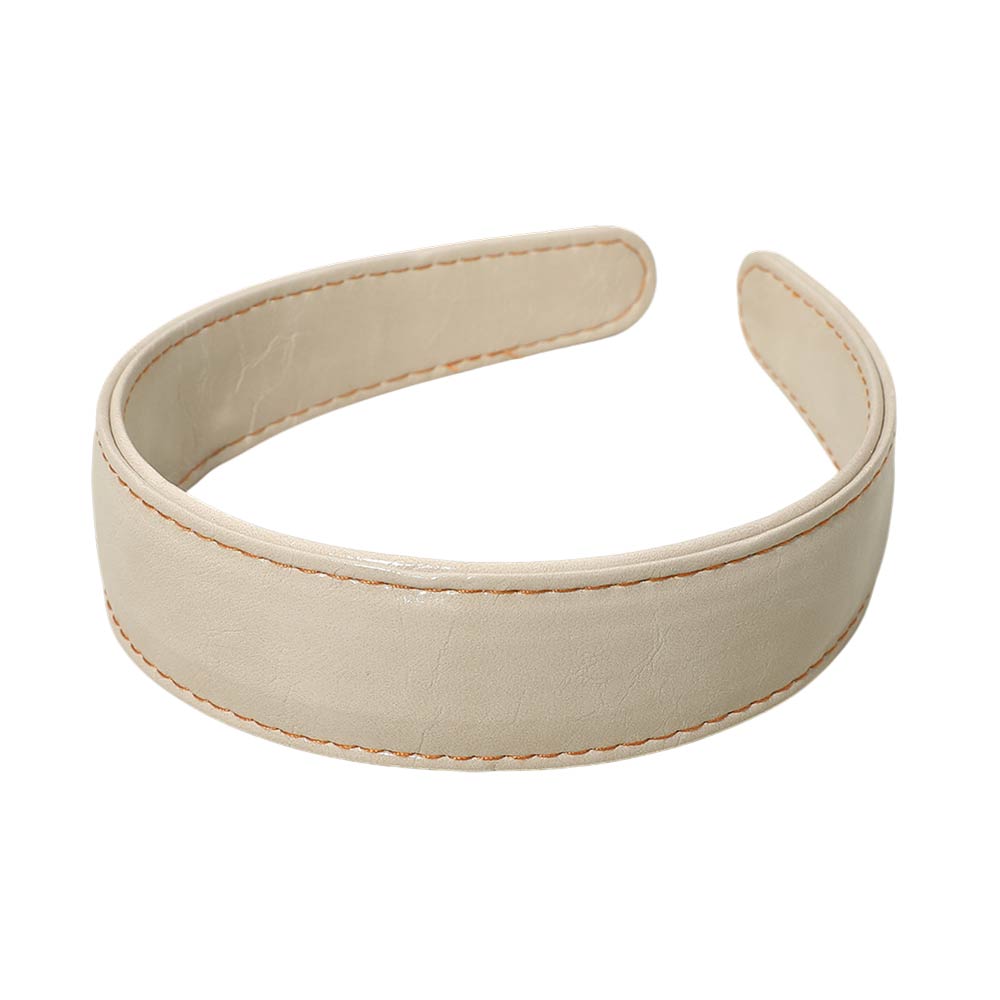 Classic Stitched Faux Leather Wide Headband