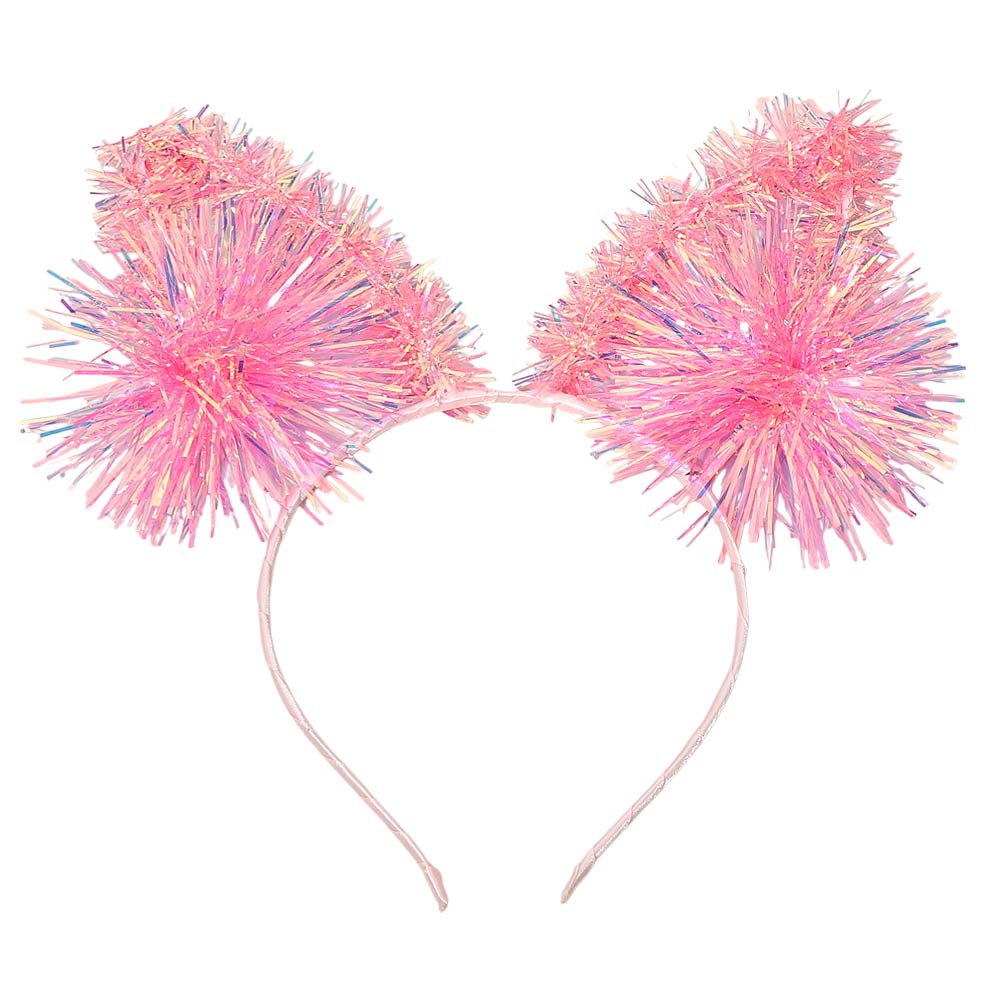 Sparkle Tinsel Pom Animal Ear Party Headband