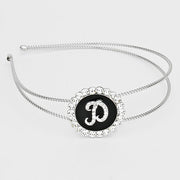 -D- Crystal Accented Initial Monogram Headband