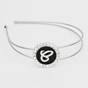 -E- Crystal Accented Initial Monogram Headband