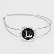 -L- Crystal Accented Initial Monogram Headband